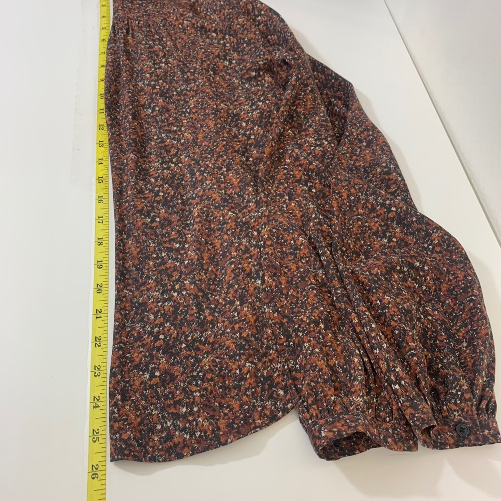 Treasure & Bond Women's XS Brown Abstract Speckled V-Neck Long Sleeve Blouse - Picture 4 of 7
